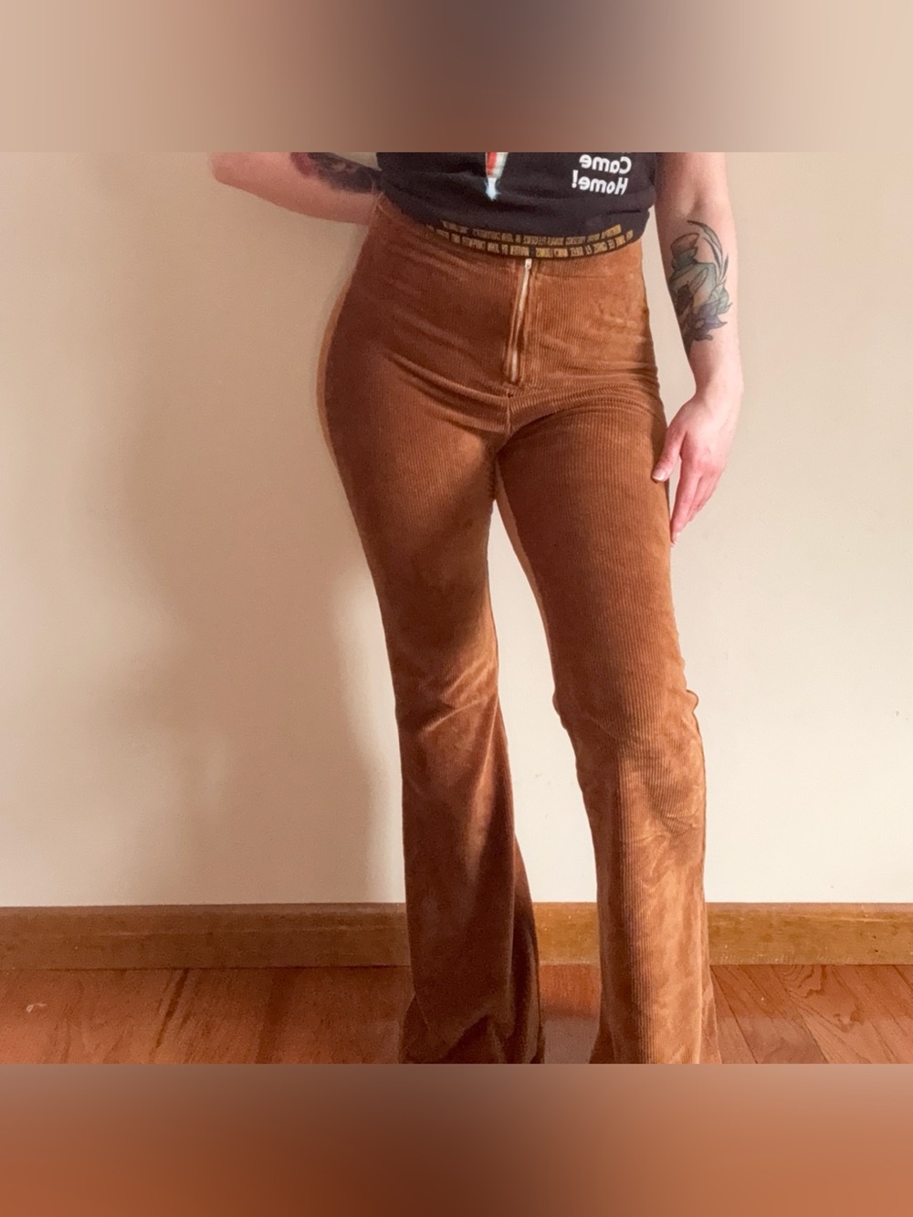 Cotton Candy LA Rusty Brown Ribbed Flare Pants 🍁